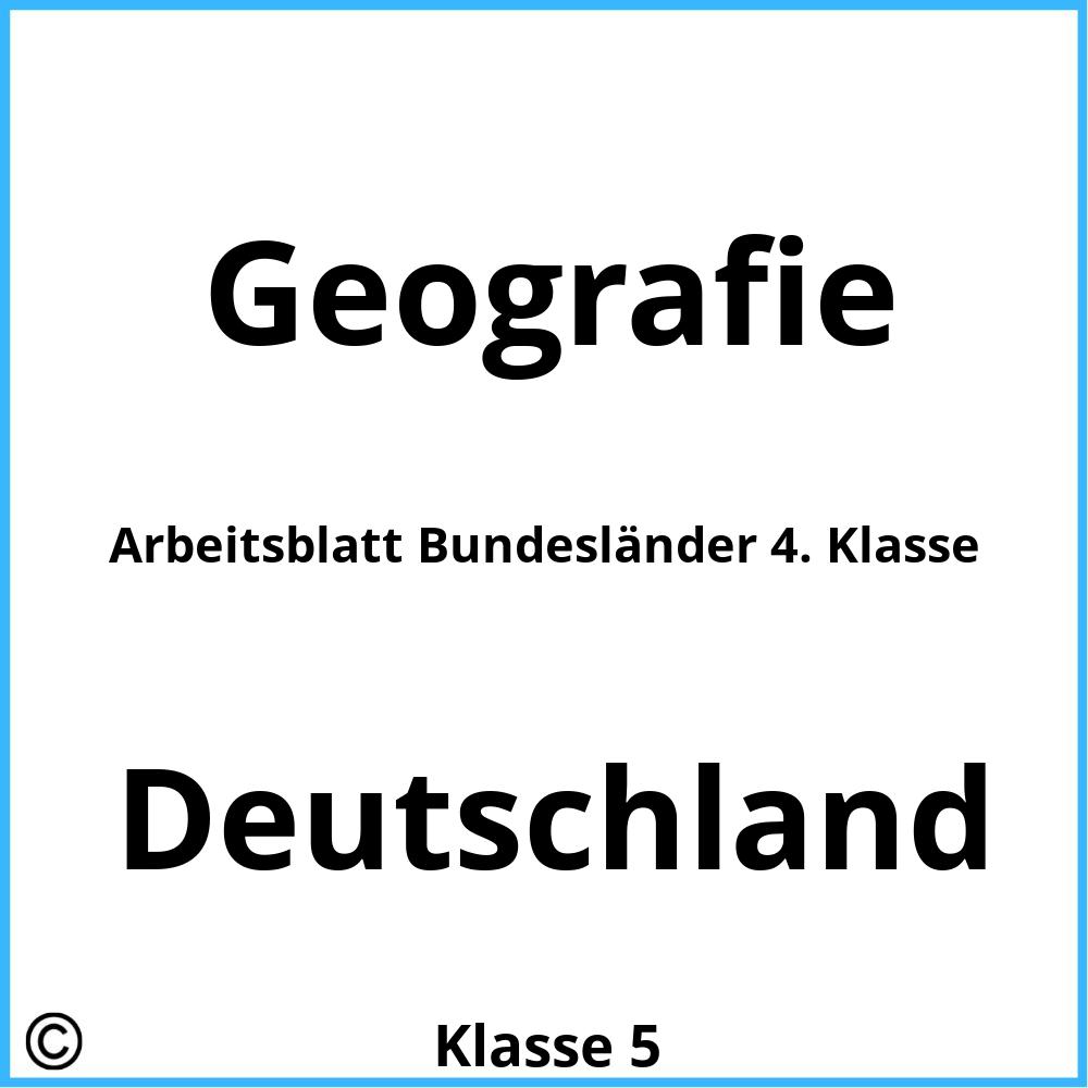 Arbeitsblatt Bundesländer 4. Klasse