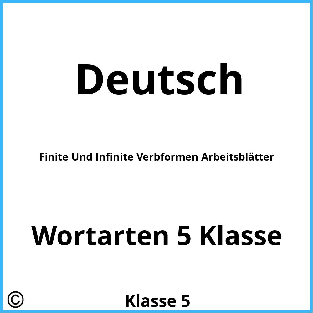 Finite Und Infinite Verbformen Arbeitsblätter