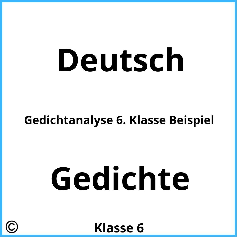 Gedichtanalyse 6. Klasse Beispiel