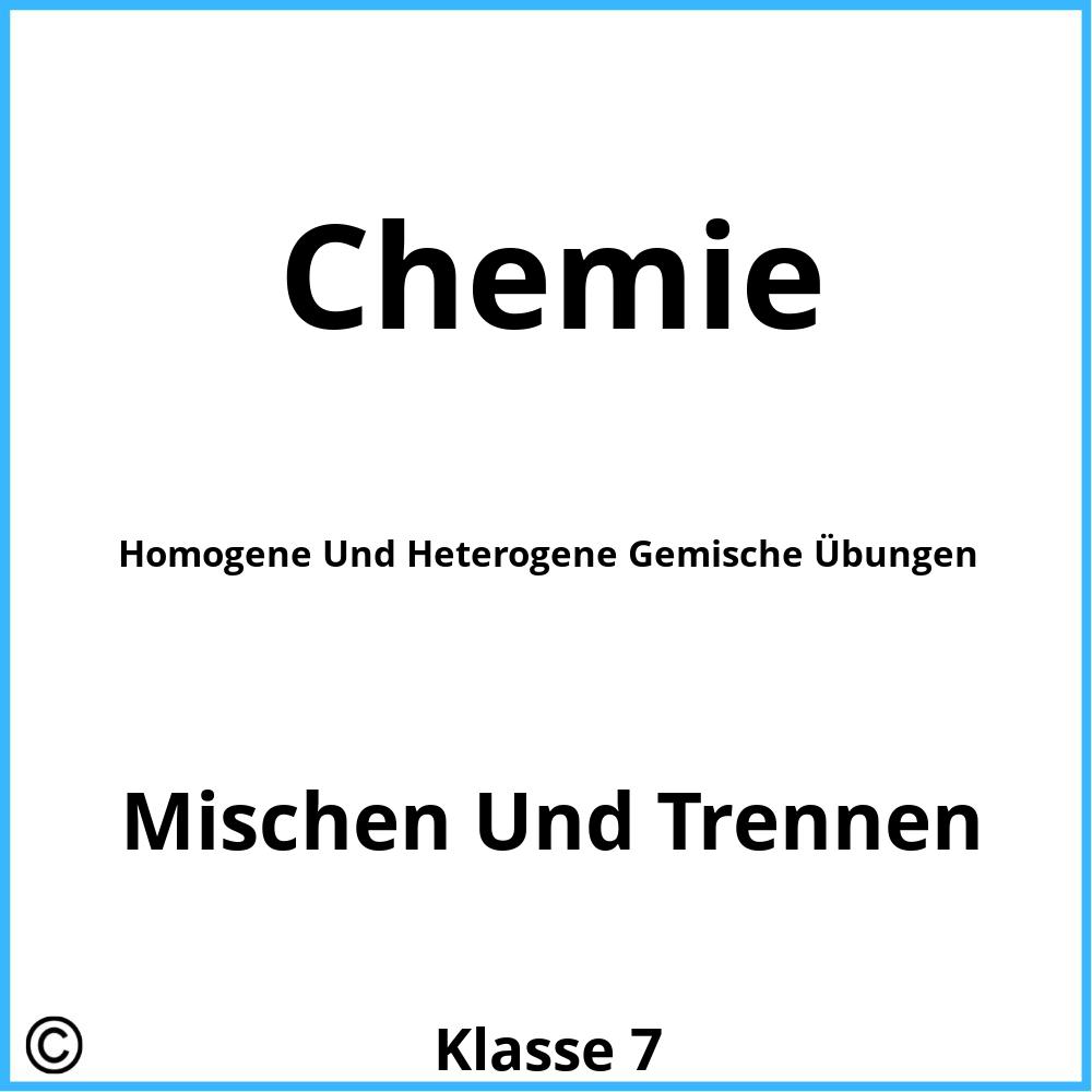 Homogene Und Heterogene Gemische Übungen