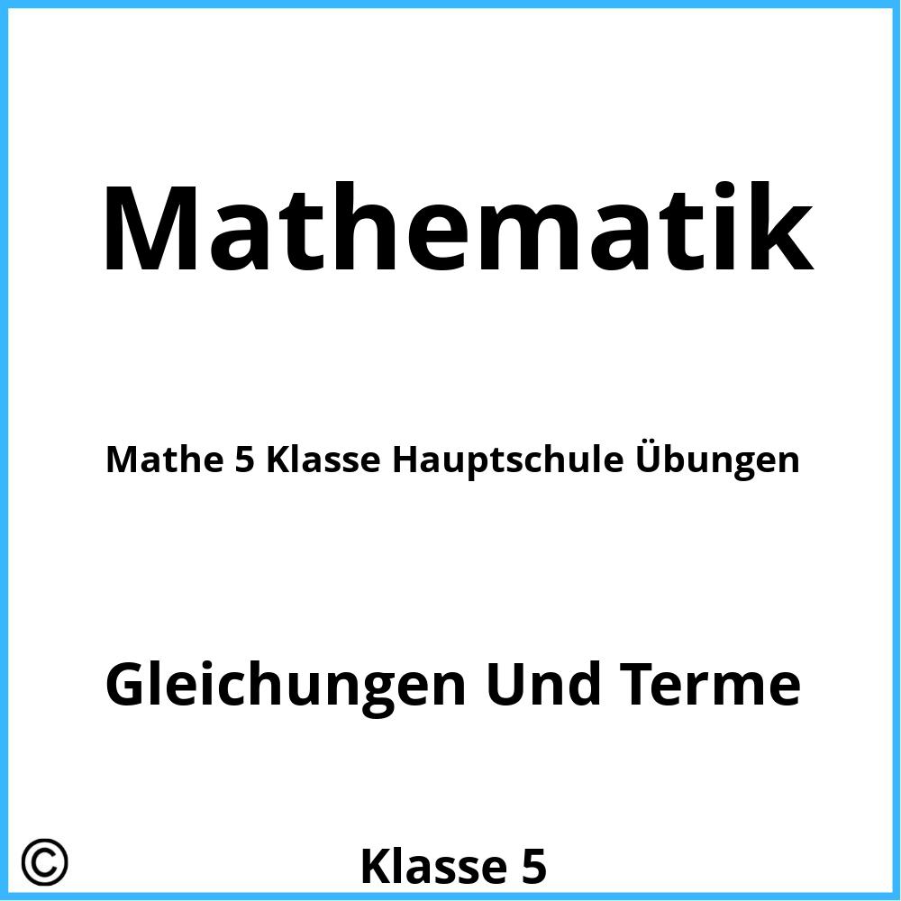 Mathe 5 Klasse Hauptschule Übungen
