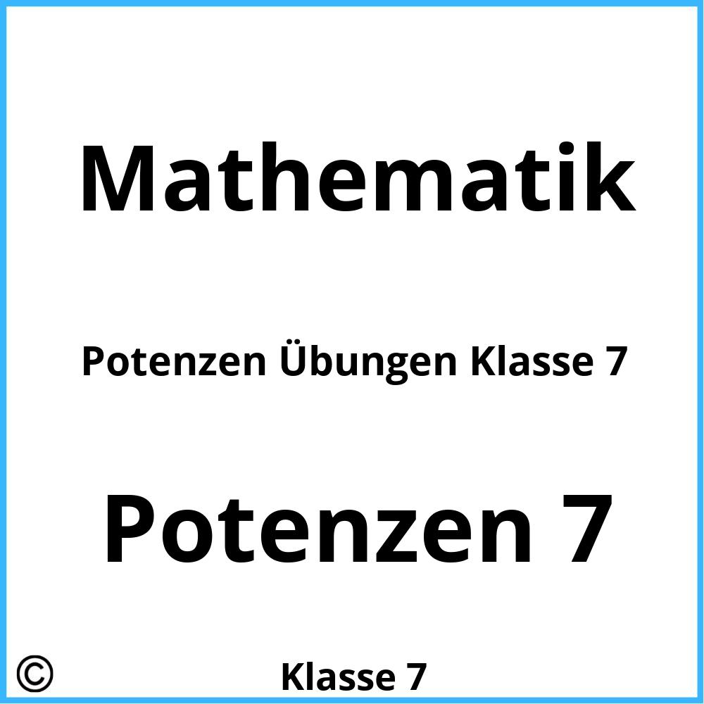 Potenzen Übungen Klasse 7 Pdf