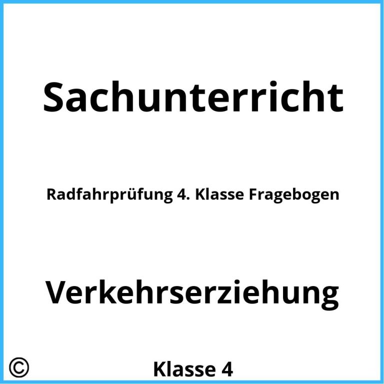 Fahrradprüfung 4. Klasse Fragebogen Zum Drucken