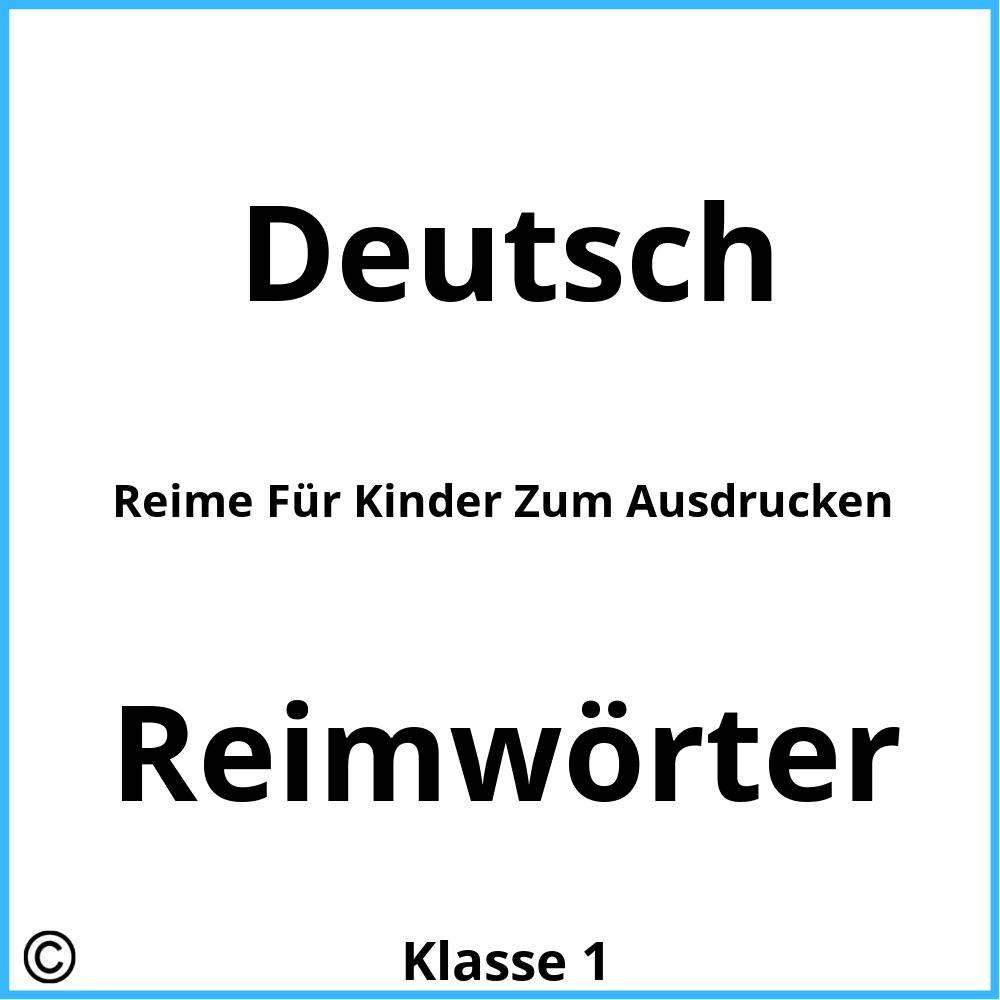 Reime Für Kinder Zum Ausdrucken