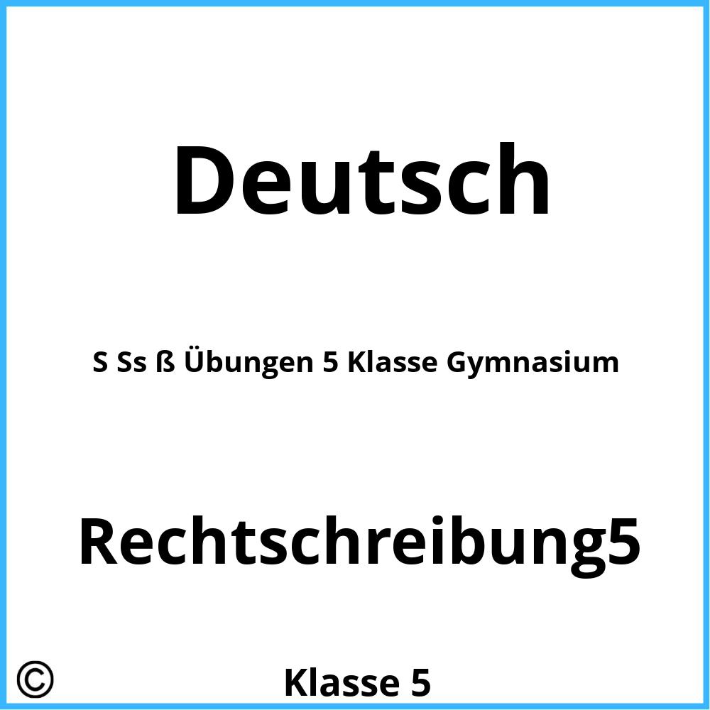 S Ss ß Übungen 5 Klasse Gymnasium