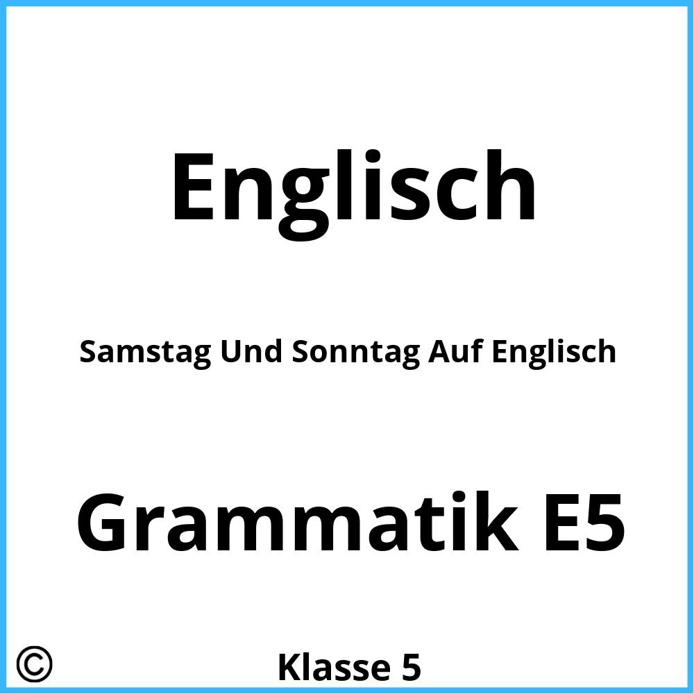 Samstag Und Sonntag Auf Englisch