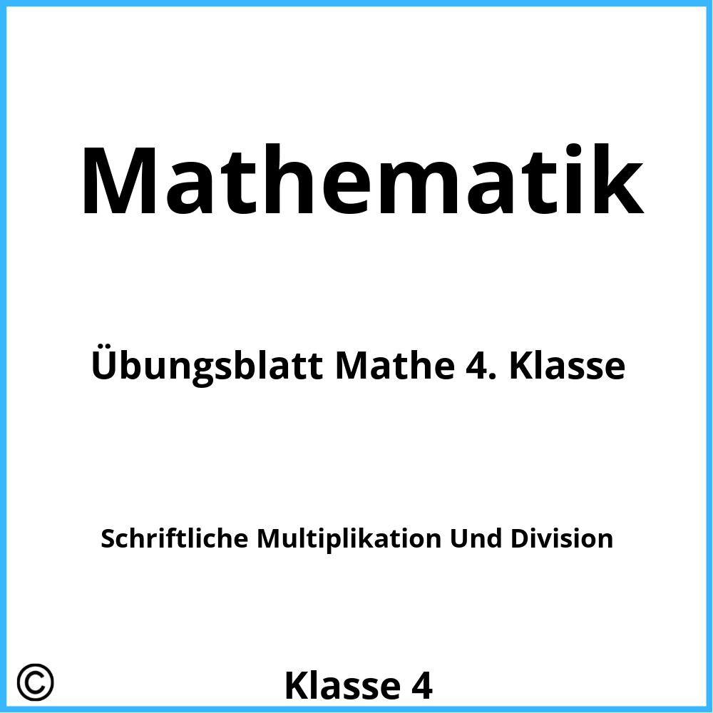 Übungsblatt Mathe 4. Klasse