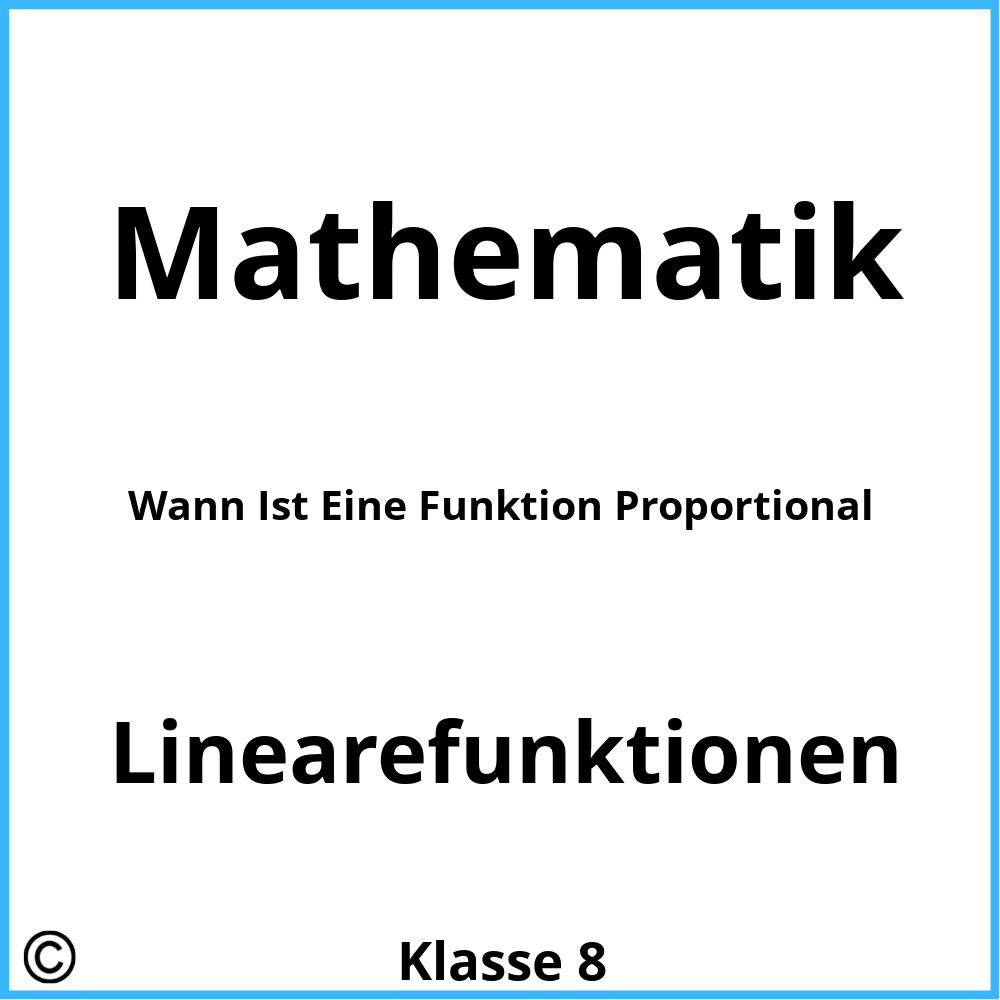 Wann Ist Eine Funktion Proportional